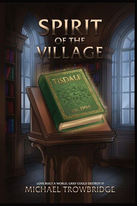 "Spirit of the Village" steht groß darüber. Sechs Personen schauen auf ein leuchtendes Buch. Weihnachten und ein Kompass.