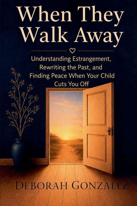 "When They Walk Away" von Deborah Gonzalez. Ein offenes Zimmer zeigt einen Sonnenuntergang.