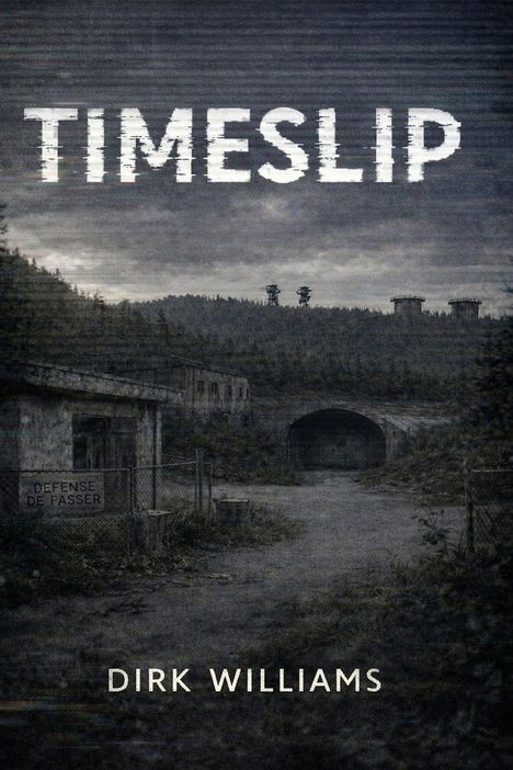 TIMESLIP. DEFENSE DE PASSER. DIRK WILLIAMS. Düstere Landschaft mit altem Gebäude und Wald im Hintergrund.