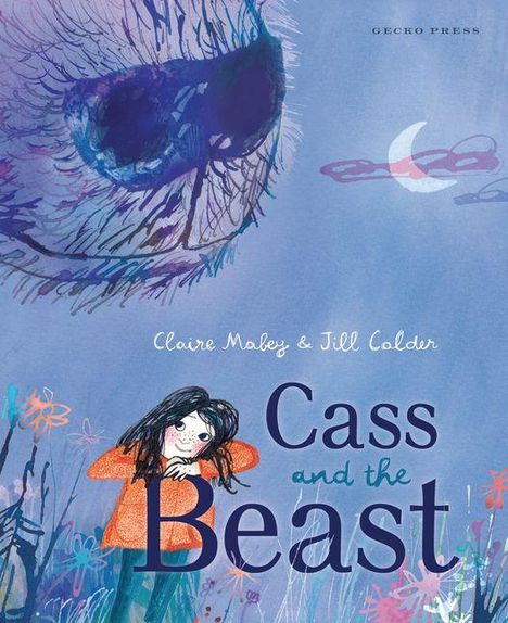 Titel: Cass and the Beast. Illustration eines Mädchens in Orange, neben einem riesigen Tierkopf.