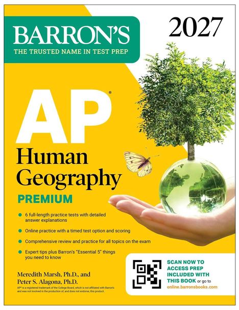 "Barron's AP Human Geography 2027: Premium. Enthält 6 Tests, Online-Übung, umfassende Überprüfung, Expertentipps."