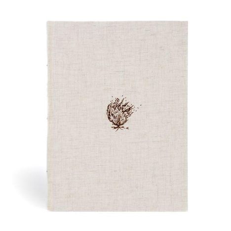 Hellbeiges Buch mit einer stilisierten Illustration eines brennenden Busches in der Mitte des Covers.