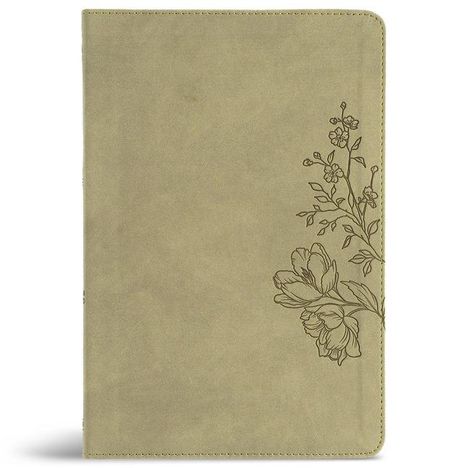 Kein Text vorhanden. Olivgrünes Design mit floralen, eingravierten Blumen auf der rechten Seite.