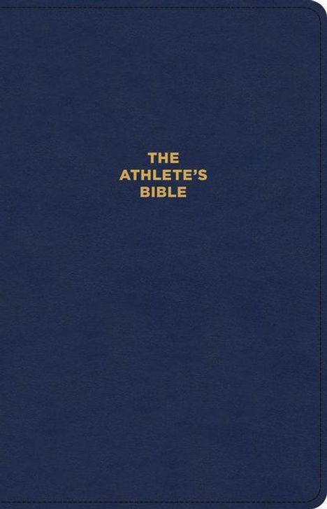 Der Text "THE ATHLETE'S BIBLE" ist mittig in goldener Schrift auf dunkelblauem Hintergrund platziert.