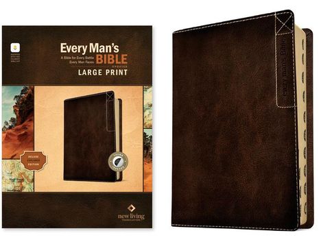"Every Man's Bible: A Bible for Every Battle Every Man Faces, Updated, Large Print. Deluxe Explorer Edition. Braunes Leder."