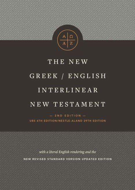 The New Greek/English Interlinear New Testament, 2nd Edition. Oben befindet sich ein Logo mit Alpha und Omega.