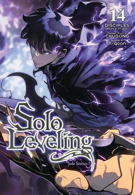 "14 DISCIPLES (Redice Studio), Original Story by Chugong, Adapted by h-goon, Solo Leveling, Side Stories 1". Illustration eines Mannes mit dunkler Aura.