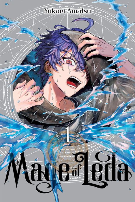 "Yukari Amatsu", "1", "Mage of Leda". Junge mit lila Haaren, umgeben von blauen Wasserspritzern, sieht erschrocken aus.