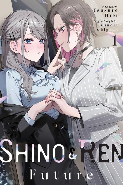 „SHINO & REN Future“. Zwei stilisierte Frauen, eine in blauem Oberteil, die andere in gestreiftem Anzug, stehen sich nahe.