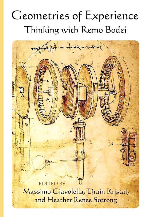 "Geometries of Experience: Thinking with Remo Bodei". Zeichnung von Zahnrädern. Herausgegeben von Ciavolella, Kristal, Sottong.