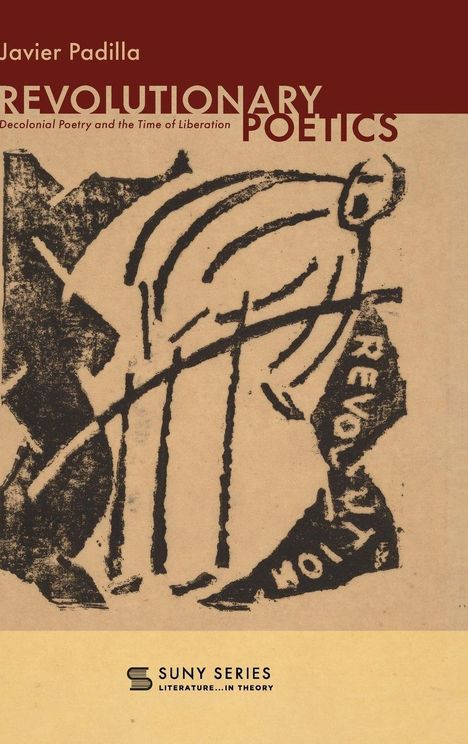 Titel: "REVOLUTIONARY POETICS", Untertitel: "Decolonial Poetry and the Time of Liberation", Illustration von schwungvollen Linien.
