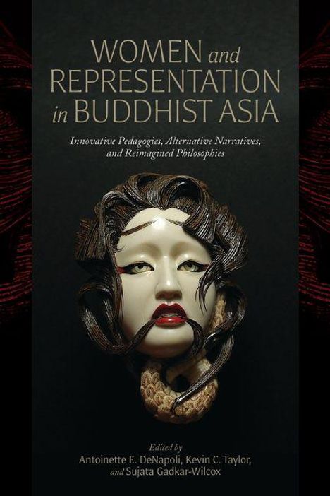 "WOMEN and REPRESENTATION in BUDDHIST ASIA" steht im Zentrum. Darunter ein asiatisch inspiriertes Maskenbildnis mit dunklem Haar.