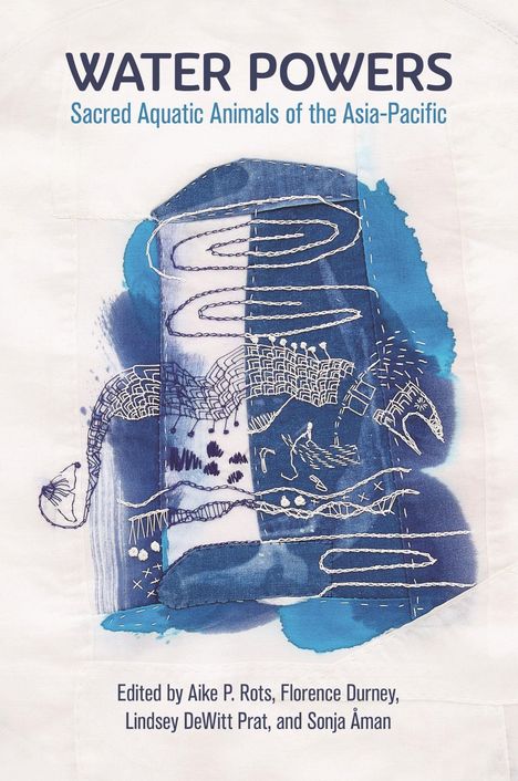 WATER POWERS: Sacred Aquatic Animals of the Asia-Pacific. Kunst mit abstrakten blauen und weißen Mustern.