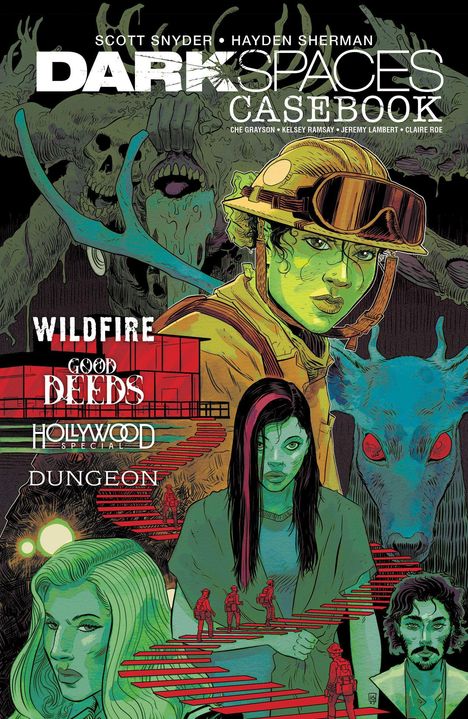 "DARK SPACES CASEBOOK" steht oben. Menschen und Kreaturen mit grünlichen Tönen, düstere Atmosphäre.