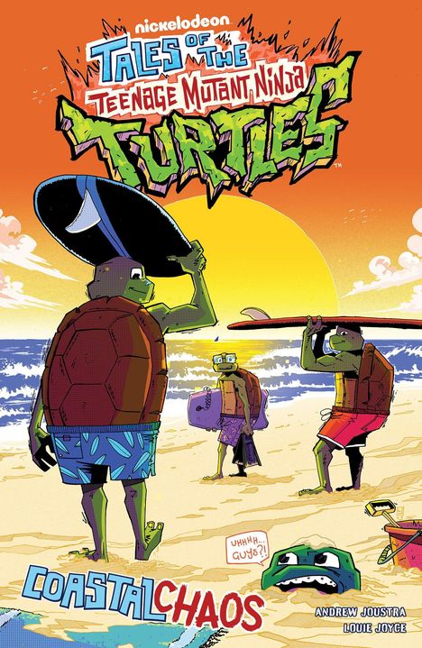 Text: "TALES OF THE TEENAGE MUTANT NINJA TURTLES", darunter "COASTAL CHAOS". Illustration: Schildkröten am Strand.