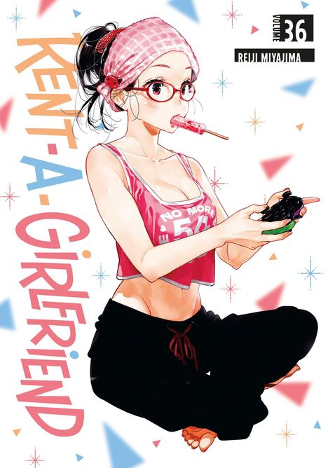 „KENT-A-GIRLFRIEND“; „VOLUME 36“; „REIJI MIYAJIMA“; Frau mit Brille isst ein Eis, hält einen Controller.