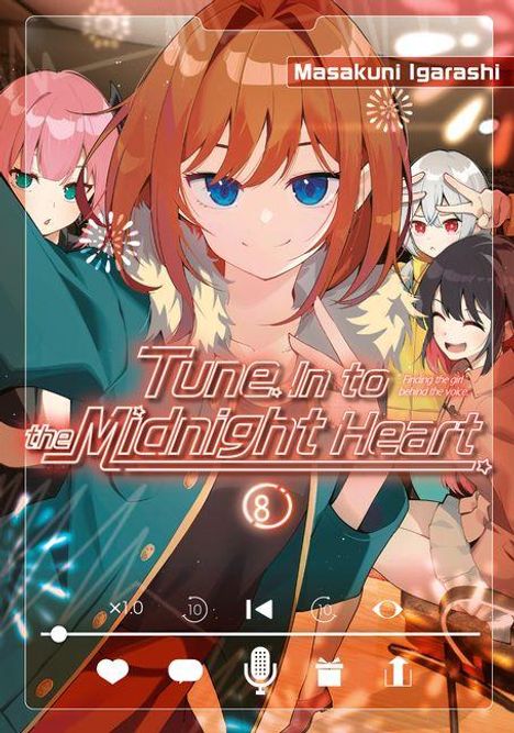 Eine Illustration mit bunten Anime-Charakteren. Haupttext: "Tune In to the Midnight Heart".