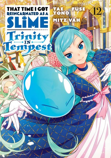 „That Time I Got Reincarnated as a Slime: Trinity in Tempest 12“. Eine Figur mit blauen Haaren tanzt, ein blauer Schleim schwebt.
