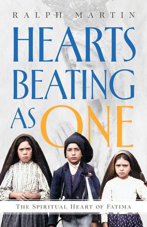 "Hearts Beating as One" von Ralph Martin, "The Spiritual Heart of Fatima". Drei ernst dreinblickende Kinder in traditioneller Kleidung.