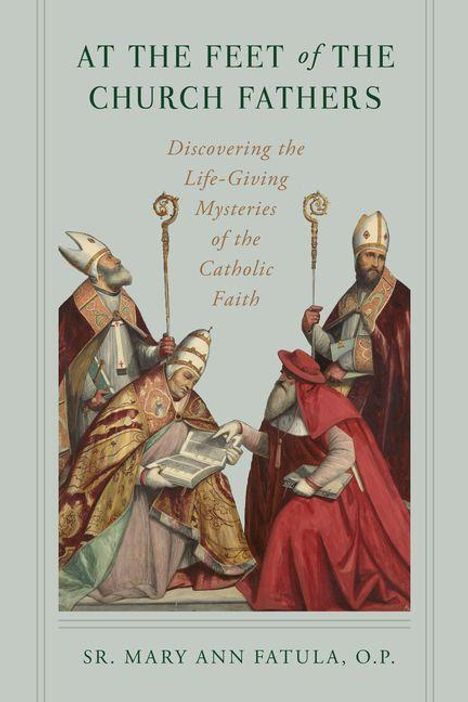 "At the Feet of the Church Fathers", Illustration von vier Geistlichen mit Stäben und einem Buch in traditionellen Gewändern.