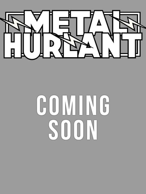 "METAL HURLANT" oben mit Blitzen im Logo. Darunter "COMING SOON" in weißer Schrift auf grauem Hintergrund.
