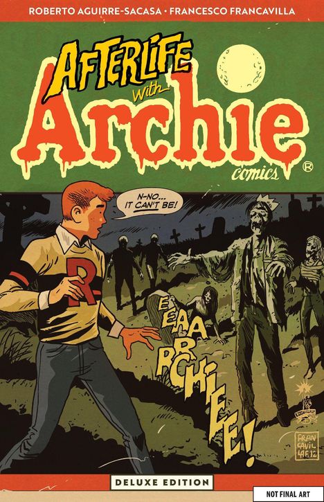 „Afterlife with Archie“ und „Deluxe Edition“. Ein Junge läuft erschrocken vor Zombies davon.