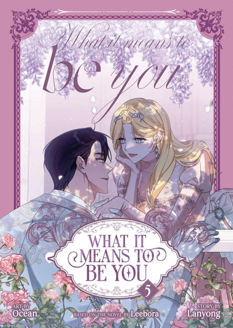 "What it means to be you". Illustration eines Paares in eleganter Kleidung umgeben von Blumen.