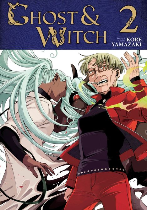 „Ghost & Witch 2“ von Kore Yamazaki. Zwei Personen: eine mit langem, mintfarbenem Haar, die andere trägt Rot und hat eine Zigarette.