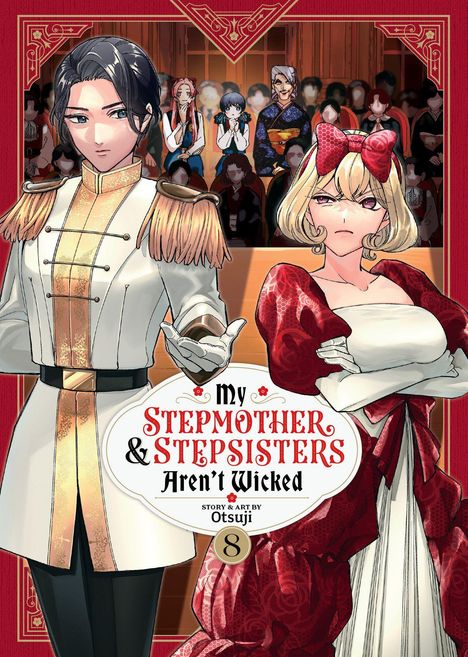 "My Stepmother & Stepsisters Aren’t Wicked" steht auf dem Cover. Eine Illustration zeigt zwei Frauen in eleganter Kleidung.