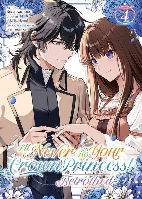 Cover-Illustration eines Manga. Zwei Personen, ein Mann mit dunklem Haar und eine Frau mit langem Haar, tauschen Ringe.