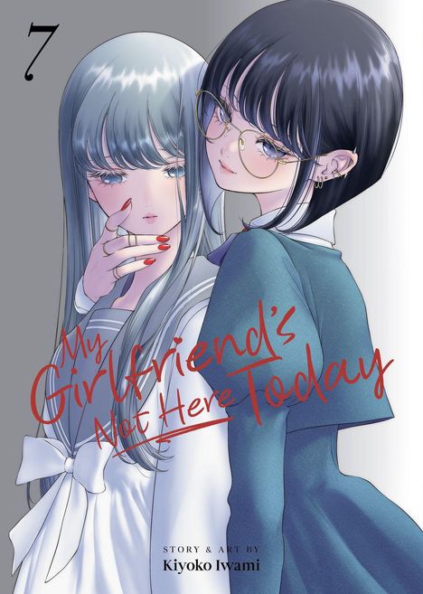 "My Girlfriend’s Not Here Today", stilvolle Manga-Illustration: Zwei stilvolle Figuren, eine mit Brille und beide mit langen Haaren.