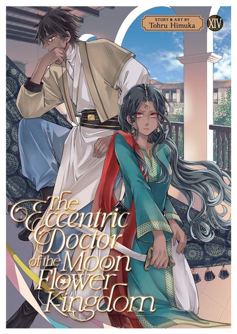 „The Eccentric Doctor of the Moon Flower Kingdom“ Titel eines Mangas. Zwei Charaktere, ein Mann und eine Frau in traditioneller Kleidung.