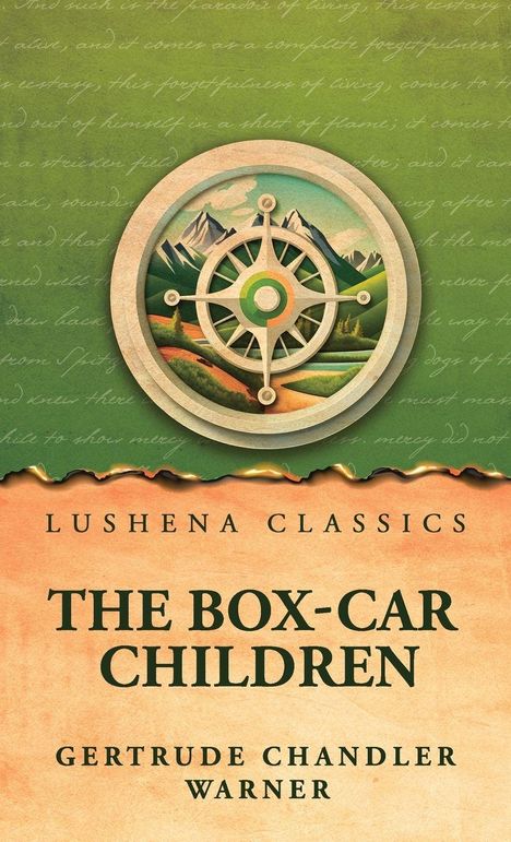 Cover des Buches "The Box-Car Children" von Gertrude Chandler Warner, mit Kompass-Illustration.