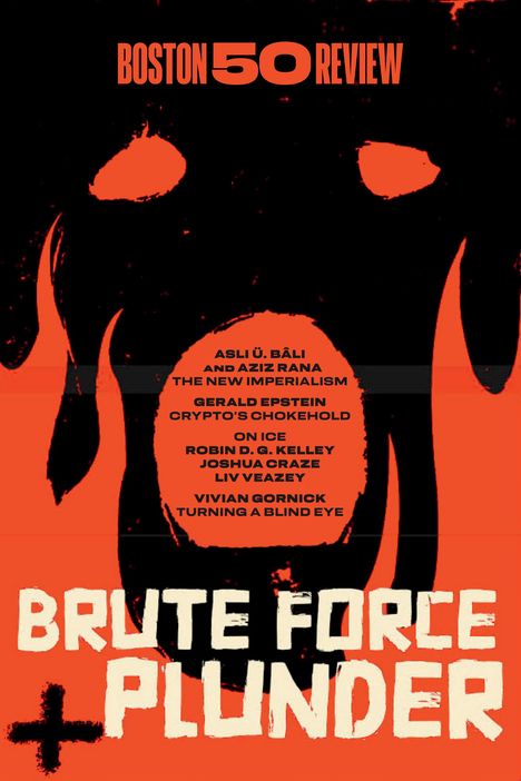 Text in kräftigen Farben: "BOSTON 50 REVIEW", "BRUTE FORCE + PLUNDER". Im Hintergrund ein stilisierter Totenkopf.