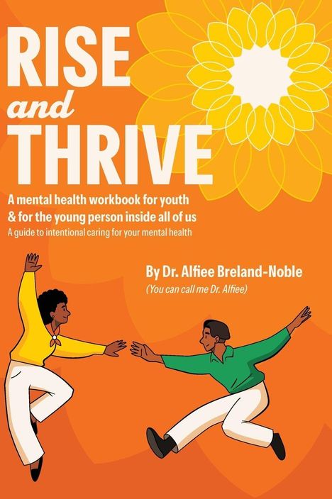 „RISE and THRIVE“, mental health workbook, Dr. Alfiee Breland-Noble. Illustration: Zwei Personen halten sich die Hände.