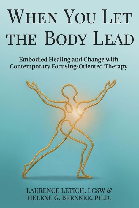 "When You Let the Body Lead" zeigt eine strahlende, tanzende Figur in Goldlinien auf blauem Hintergrund.
