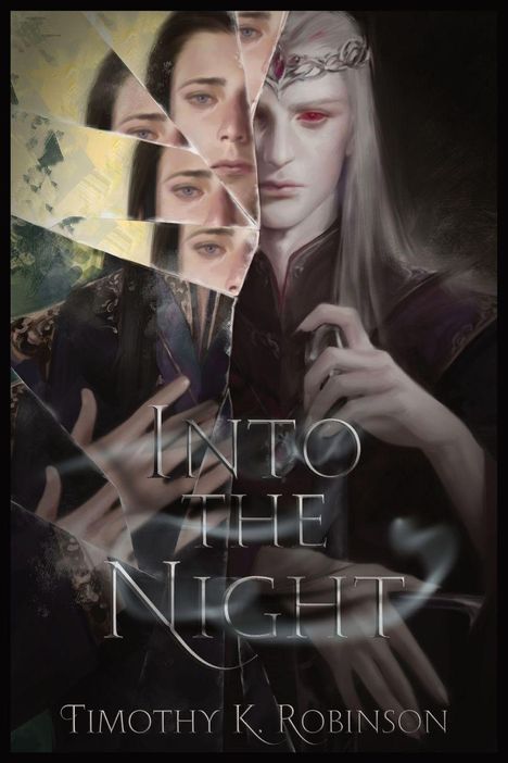 "Into the Night" von Timothy K. Robinson. Illustration: Spiegel zeigt gesichtslosen Mann mit roten Augen und Krone.