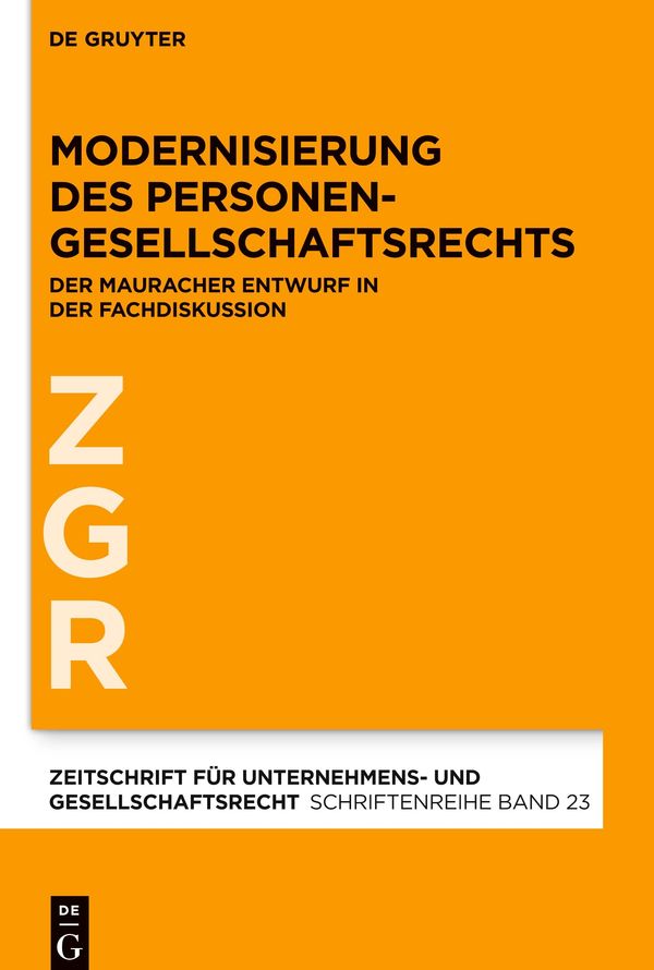 Modernisierung des Personengesellschaftsrechts (Buch)