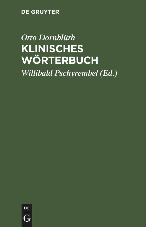 Klinisches Wörterbuch - Otto Dornblüth (Buch)