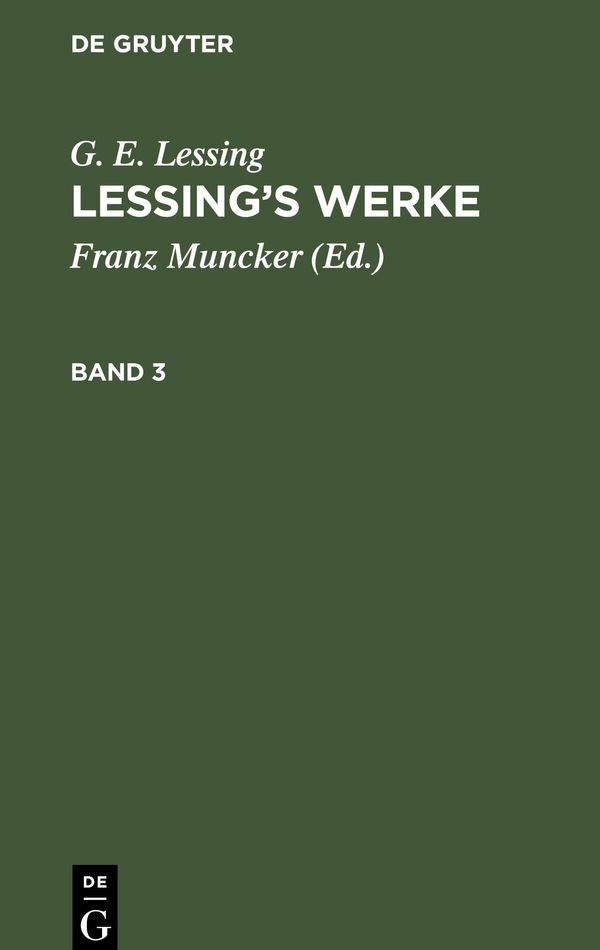 Lessings Werke, Band 3, Lessings Werke Band 3 - G. E. Lessing (Buch)