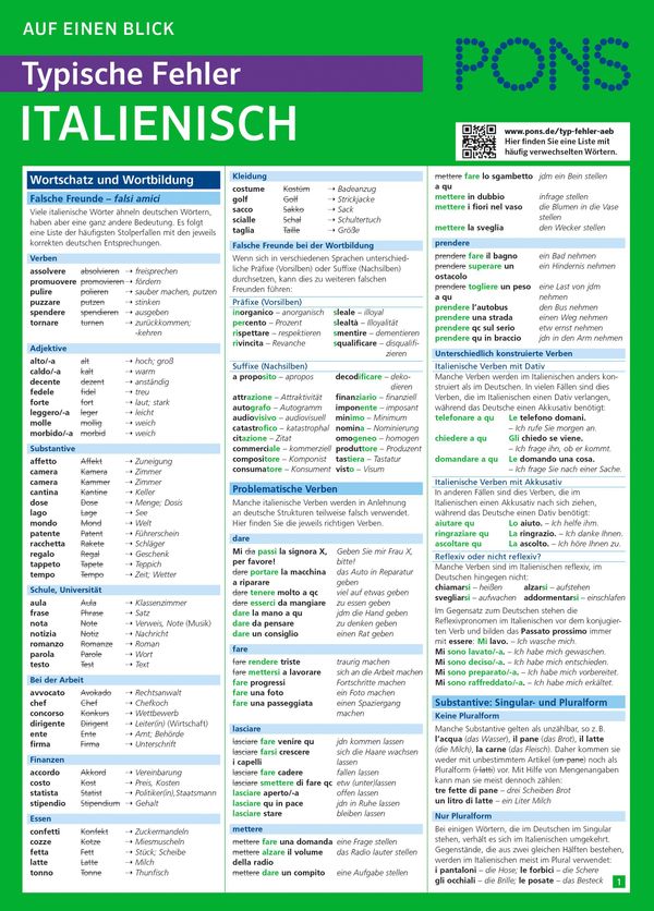 PONS Auf einen Blick Typische Fehler Italienisch (Buch)