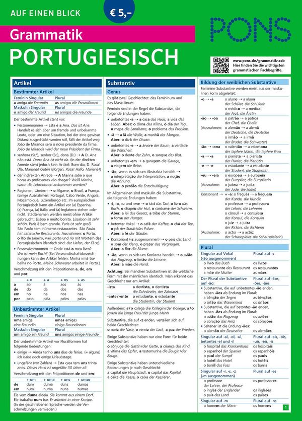 PONS Grammatik auf einen Blick Portugiesisch (Buch)