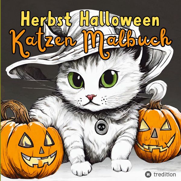 Malbuch Katze Halloween Herbst Kreativ Antistress Ausmalbilder für ...