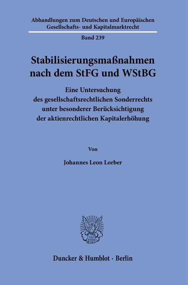 Stabilisierungsmaßnahmen nach dem StFG und WStBG (Buch)