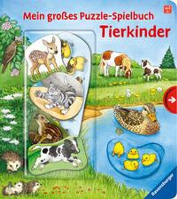 Mein großes Puzzle-Spielbuch: Tierkinder - Frauke Nahrgang (Buch)