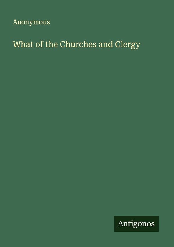 What of the Churches and Clergy - Anonymous (Buch)