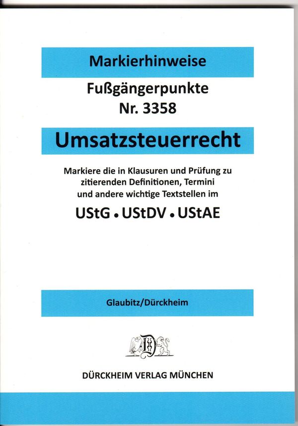 UMSATZSTEUERRECHT Dürckheim-Markierhinweise/Fußgängerpunkte für das...