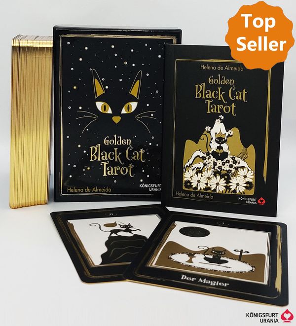 Golden Black Cat Tarot - Hochwertige Stülpdeckelschachtel mit Goldf...