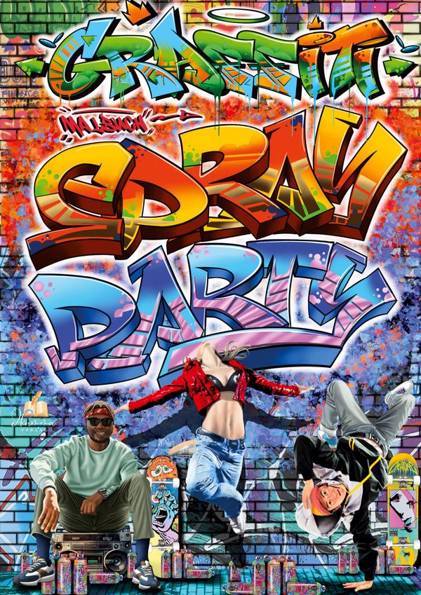 GRAFFITI Malbuch - SPRAY PARTY - für Teenager mit 50 coolen Malvorl...