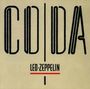 Text "CODA" in großen Buchstaben, darunter "LED ZEPPELIN" mit rotem Unterstrich, auf beigem Hintergrund.